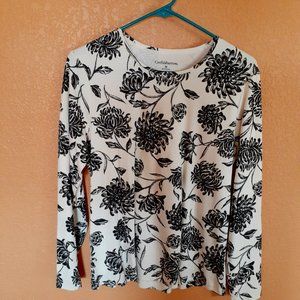 Black & white floral top-medium-cotton-never worn